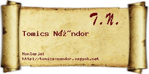 Tomics Nándor névjegykártya